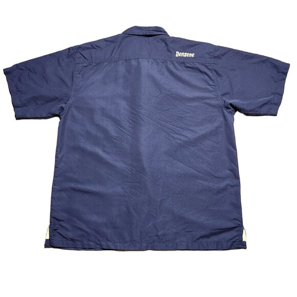 Benzene Men's Button-Up Navy Blue Shirt XL Addicted To Speed 100% Polyester - Picture 2 of 10